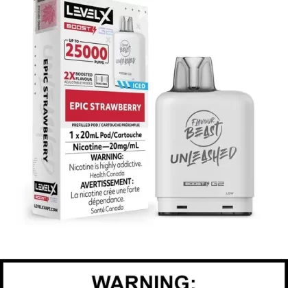 Epic Strawberry Iced Flavour Beast Unleashed Level X Boost G2 Pods