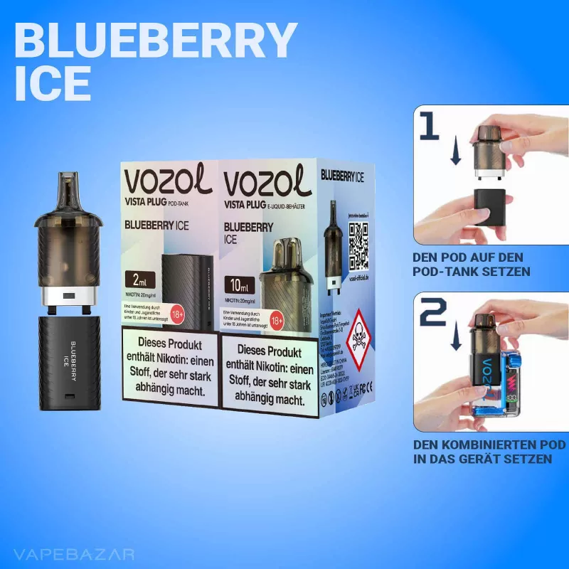 Vozol Vista Plug – Blueberry Ice Prefilled Pod - Pod Kit; La Fume; 2ml + 10ml - Image 2
