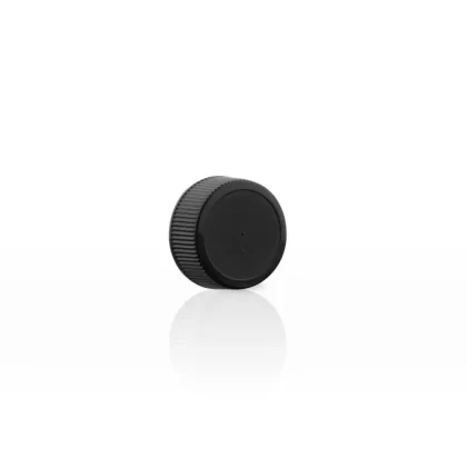 Plastic Cap | Ribbed Screw Thread w/ Foam Liner | 24mm – Black – 144 Count