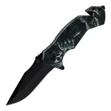 Perucci – 8″ Black Dome Leader Foldable Matt Finish Pocket Knife