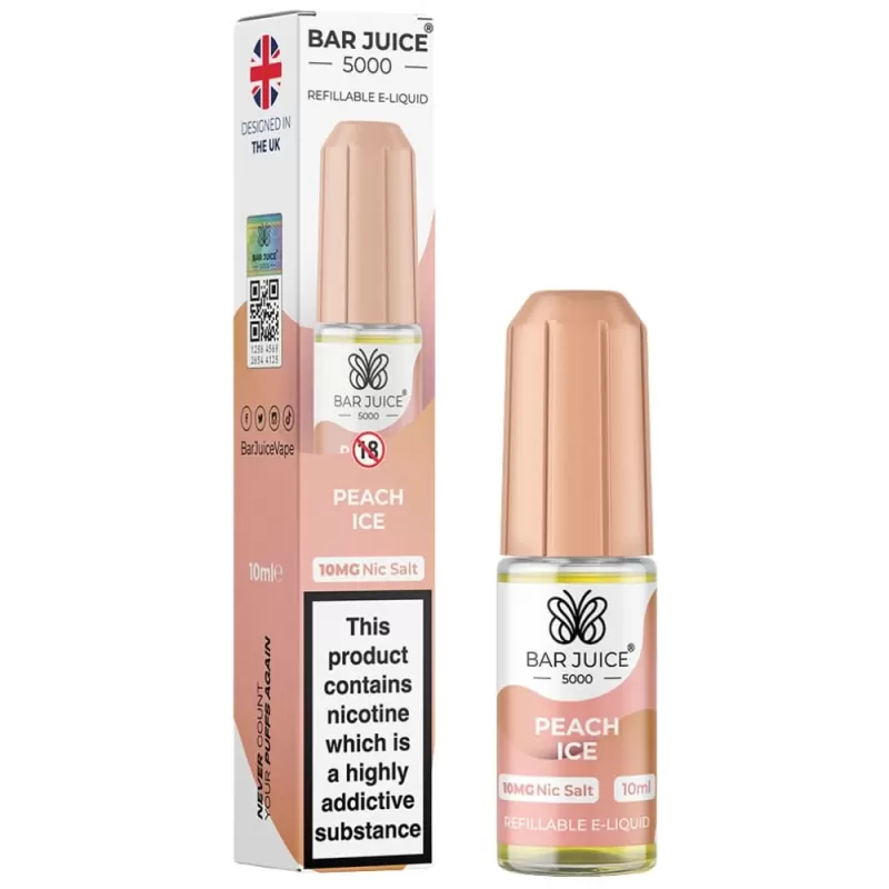 Peach Ice Nic Salt E-Liquid by Bar Juice 5000 (10ml) - 10mg