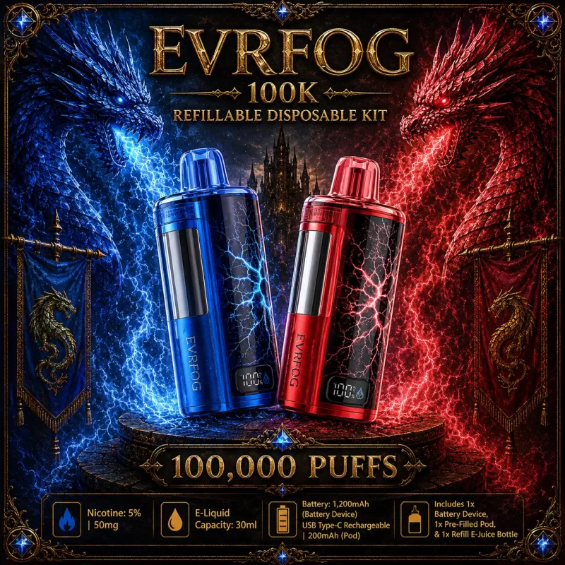 EVRFOG 100K Refillable Disposable KIT - Strawberry Ice - Vapeciga