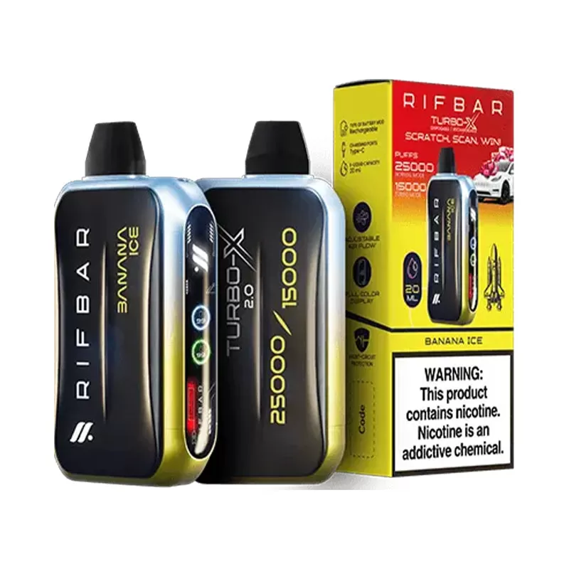 RIFBAR Turbo X 25K Rechargeable Disposable Device – 25000 Puffs - Sour Grape Cotton Candy - Image 3