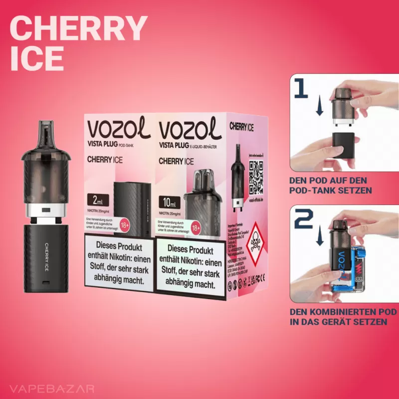 Vozol Vista Plug – Cherry Ice Starter Kit - Pod Kit; La Fume; 2ml + 10ml - Image 2