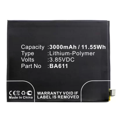 Batteries N Accessories BNA-WB-P14511 Cell Phone Battery – Li-Pol, 3.85V, 3000mAh, Ultra High Capacity – Replacement for MeiZu BA611 Battery