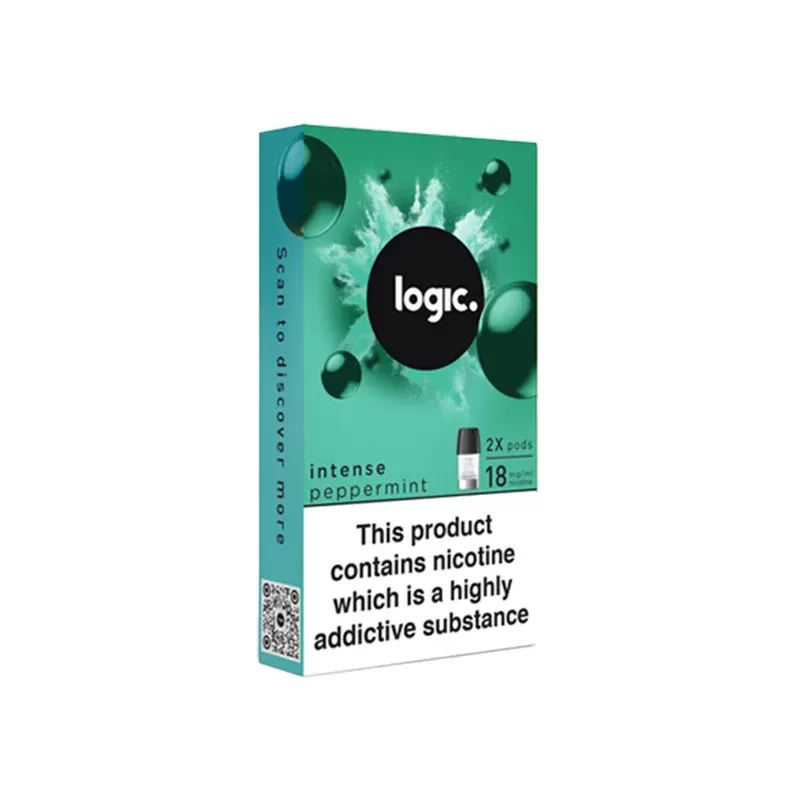 Logic Peppermint Vape Pods (2 Pack) - Nicotine Strength#Intense 18mg>12mg>6mg>0mg (F5DEF5)