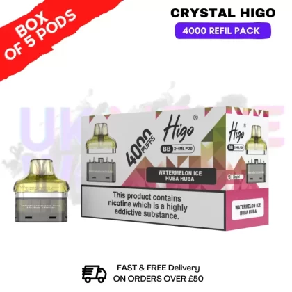 Watermelon ICE Huba Buba Crystal Higo 4000 REFIL Pods BOX OF 5