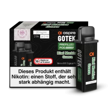 Aspire Gotek x Prefilled Pod – Kiwi Markisa Guava (2er Pack) - Aspire GoTek X / Propylenglykol / Aromastoffe / Glycerin / Nikotinsalz / Cooling Agent