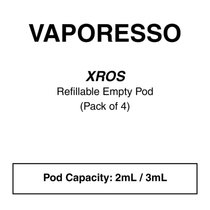 VAPORESSO XROS SERIES – REPLACEMENT PODS (4 PACK) - 0.4 ohm corex 2.0 (3ml), 0.4Ω corex 3.0 (3ml)