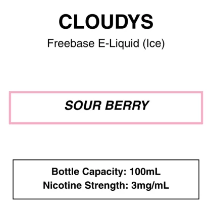 Sour Berry – Cloudys Premium E- Liquid Freebase – 100mL - Vape Product; Vape Product (87F24C)