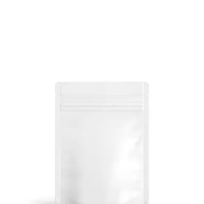 Tamper Evident | Matte White Mylar Bag (Tear Notch) | 3.6in x 5in – 3.5g – 1000 Count