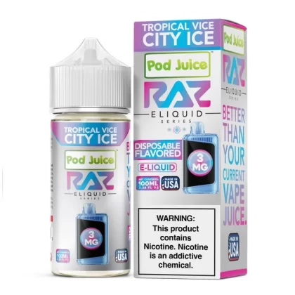 RAZ x Pod Juice Synthetic E-Liquid 100ml - Jolly Bue Razz Ice / 3mg - Skullvaping