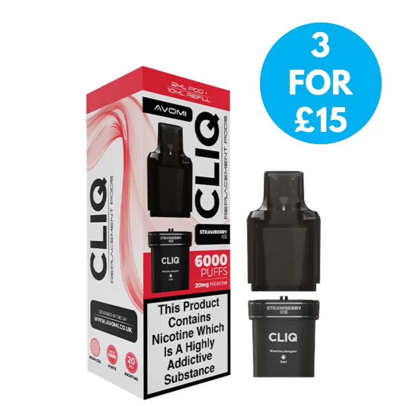 10mg Avomi Cliq Prefilled Replacement Pods - Blueberry Sour Raspberry, Fizzy Cherry; Vape Product (E95BAE)