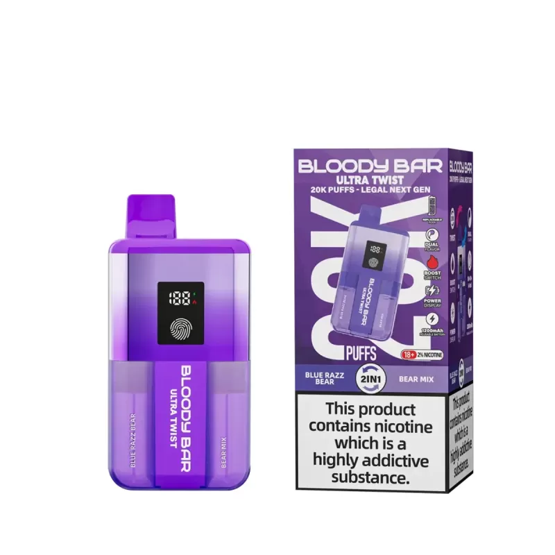 Bloody Bar Ultra Twist 20K Prefilled Vape Kit - Blue Razz Ice / Blueberry Raspberry - Image 3