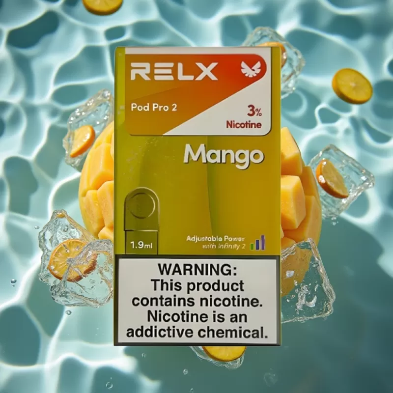 RELX Pod Pro 2 Mango Ice 3% Nicotine 600 Puffs 1.9ml Pod 3 Voltage Modes - Bangvapeaustralia