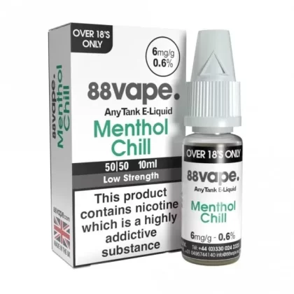 88vape Menthol Chill E Liquid – AnyTank & Original Series (10ml)