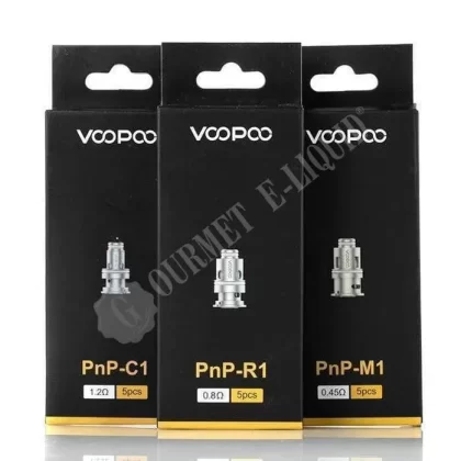 VooPoo PnP Replacement Coils - Size#Pack of 5~Resistance#PnP-C1 (1.2 Ohm)>PnP-R1 (0.8 Ohm)>PnP-R2 (1.0 Ohm)>PnP-M1 (0.45 Ohm)>PnP-M2 (0.6 Ohm)>PnP-VM1 (0.3 Ohm)>PnP-VM3 (0.45 Ohm)>PnP-VM4 (0