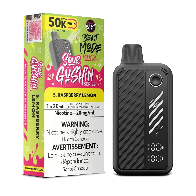 Beast Mode Max 2 50K Sour Gushin Series S. Raspberry Lemon By Flavour Beast