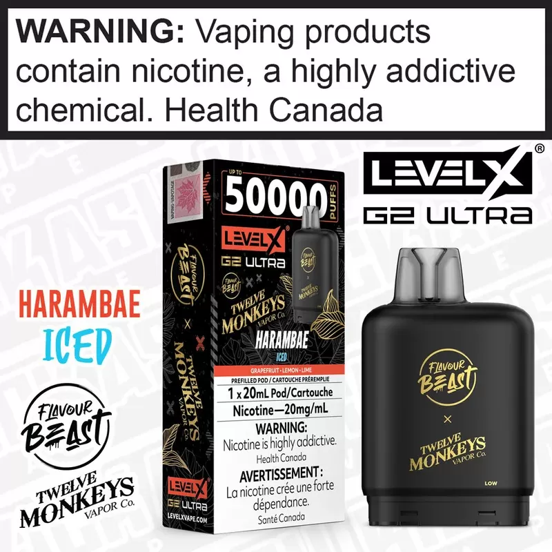Harambae Iced Flavour Beast X 12M LEVEL X G2 Ultra POD