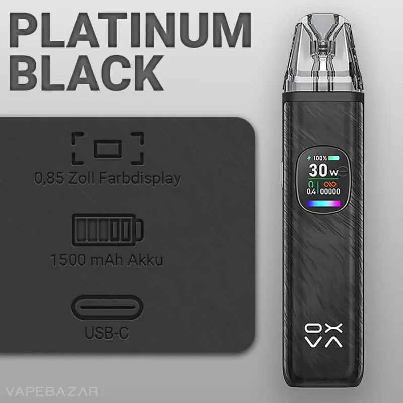 OXVA Xlim Pro 2 Pod Kit – Platinum Black - Pod Kit / OXVA / 1300 mAh / max. 30 Watt / 2ml / USB-C - Image 2