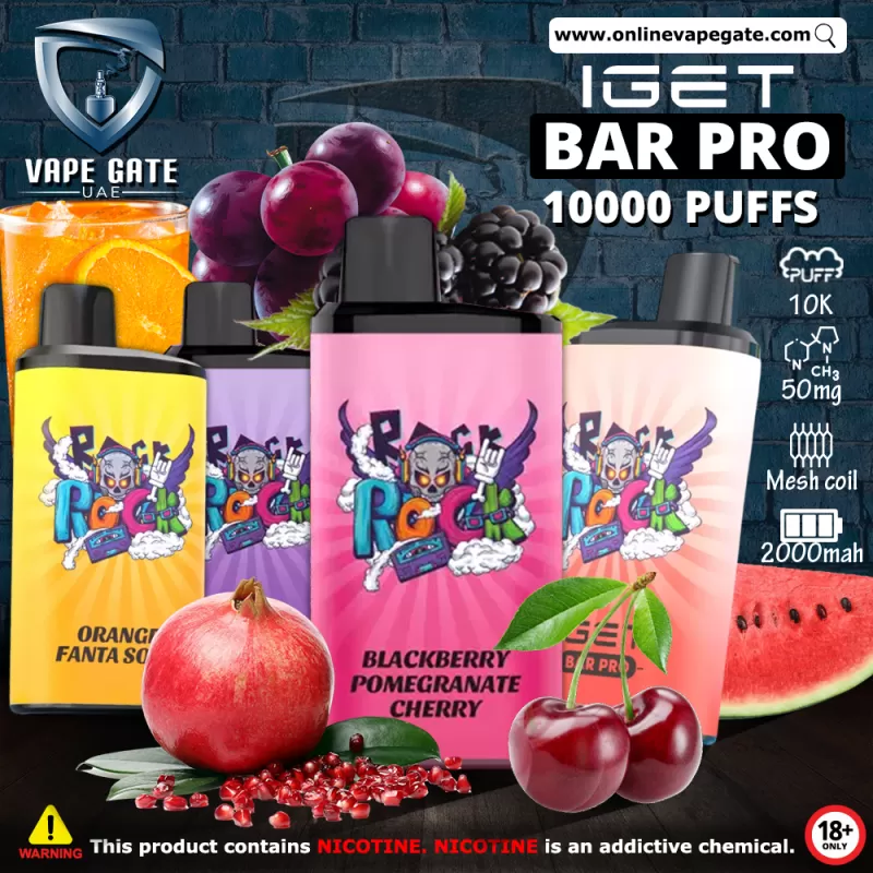Iget Bar Pro Disposable Pod Device (10,000 PUFFS) - Cherry Pomegranate / 50 mg