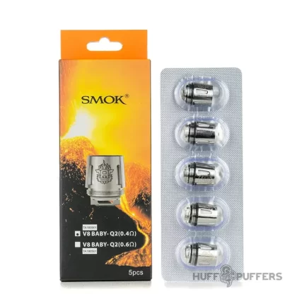 Smok TFV8 Baby Q2 Coils - Resistance#0.4 ohm Dual Coil (55–65W)>0.6 ohm Dual Coil (30–40W)