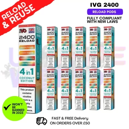 Coconut Edition IVG 2400 RELOAD Pods – Box Of 10