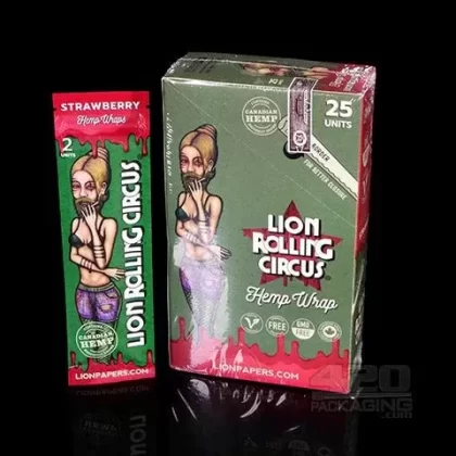 Lion Rolling Circus Strawberry Hemp Wraps 25/Box - Vape Store