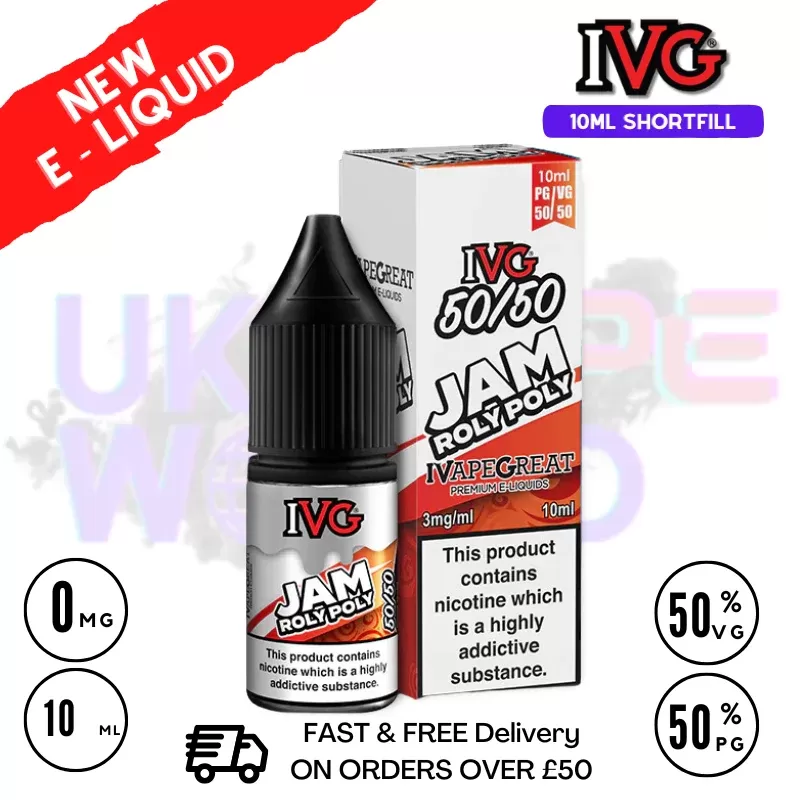 IVG 50/50 Jam Roly Poly 10ml E Liquid – ONLY £1.99