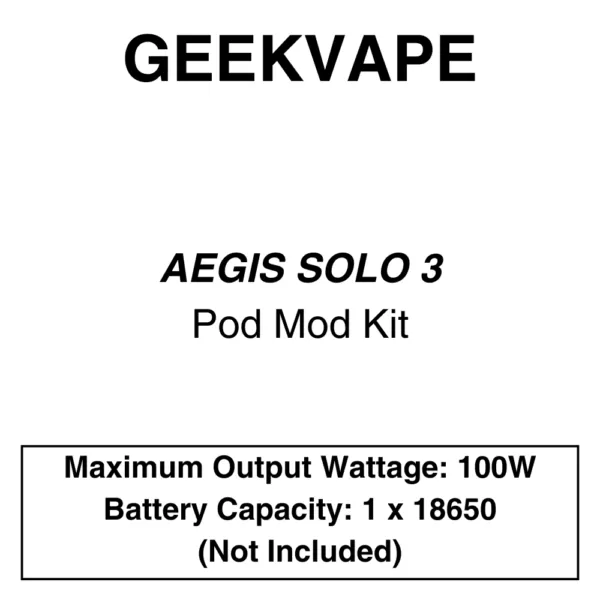 Geekvape S100 Mod (Aegis Solo 2) - Vape Product, Vape Product - Image 3