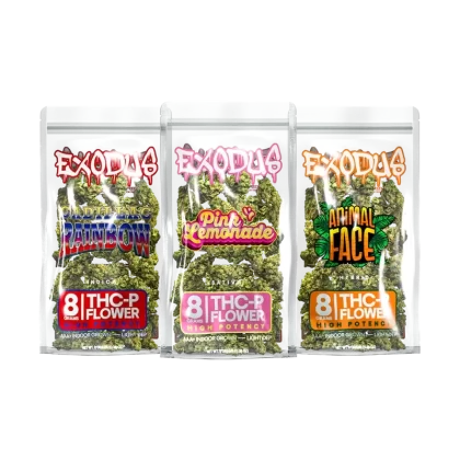 High Potency THC-P Flower 8G - strains#Animal Face (Hybrid)>Cadillac Rainbow (Indica)>Pink Lemonade (Sativa)