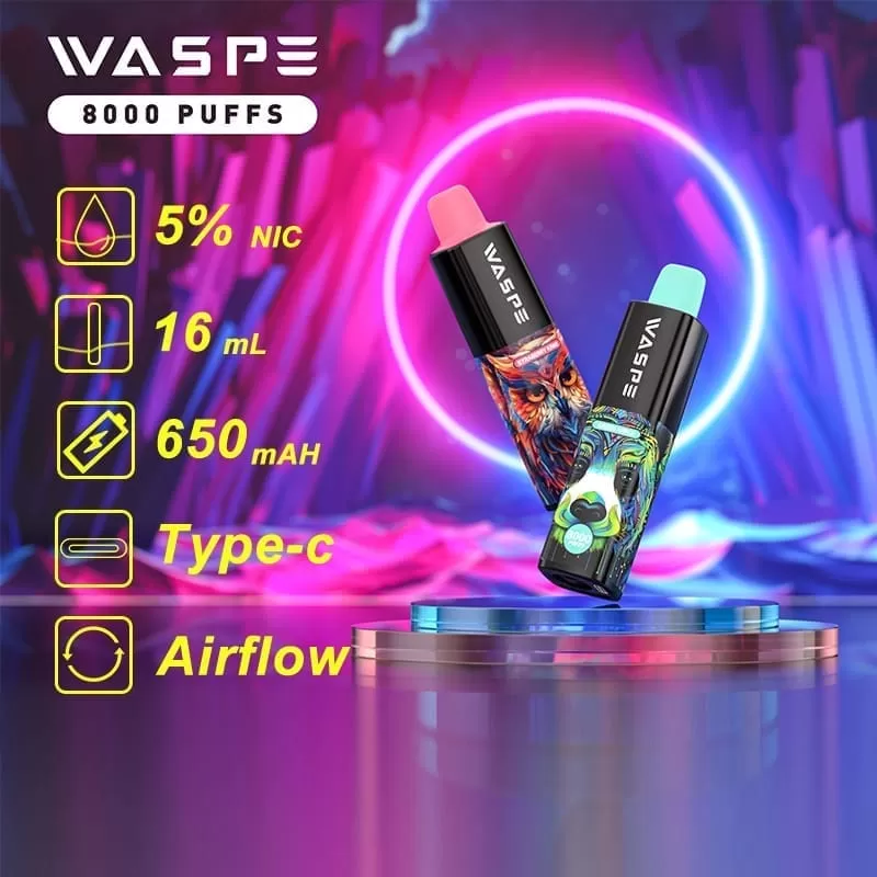 WASPE 8000 Puffs | 0%-5% strength, bulk disposable vape - Aiviouvapes - Image 2
