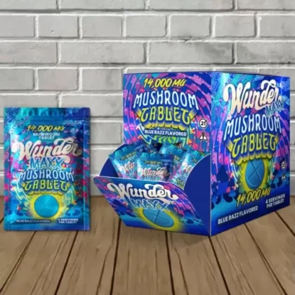 Wunder MAX Mushroom Tablets 14000mg - flavor#Blue Razz -- Single>Watermelon -- Single>Mango -- Single>Grape -- Single>Blue Razz -- 30 Tablets>Watermelon -- 30 Tablets>Mango -- 30 Tablets>Gra