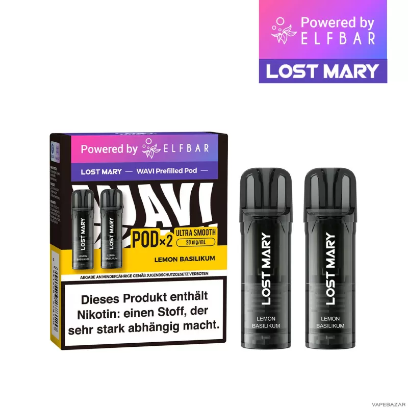 Elfbar Lost Mary WAVI – Prefilled Pod – Lemon Basilikum - Image 3
