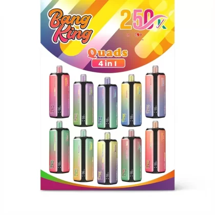 Bang King 250K Puffs 4-in-1 Flavors Disposable Vape - Random Flavors(Minimum 2 Pieces), Lemon Lime & Watermelon Ice & Black Ice Dragon Fruit Strawberry & Love 66; 3-nicotine, 2-nicotine (CD6A1D)