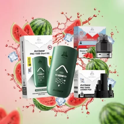 Arcbear Pro 15000 Starterkit – Watermelon Ice 20mg/ml Nikotin - Ice / Wassermelone / 20mg/ml / bis zu 15000 / USB-C / 1000 mAh / 10 ml / Dual-Mesh / ECO 12 W / BOOST 20 W