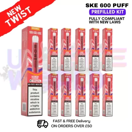 Watermelon Strawberry – Crystal Bar Puffs 600 SKE Box Of 10
