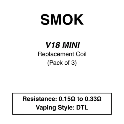 SMOK V18 Mini Replacement Coils - 0.15 ohm Dual Mesh, 0.2ohm