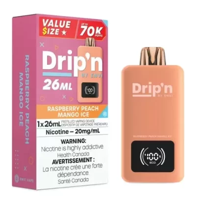 Drip’n by Envi 26ML Disposable – Raspberry Peach Mango Ice