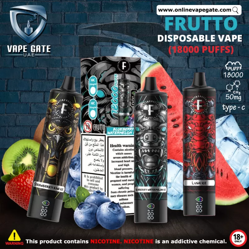 FRUTTO Disposable Vape (18000 Puffs) - 50 mg / Strawberry Kiwi Ice