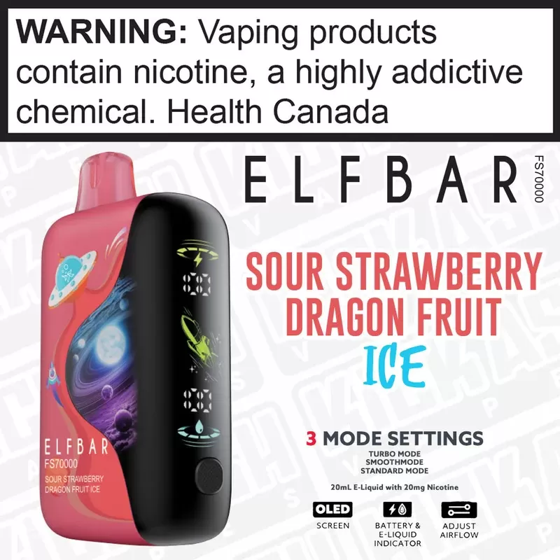 Sour Strawberry Dragon Fruit Ice ELFBAR FS70K 20mL Disposable