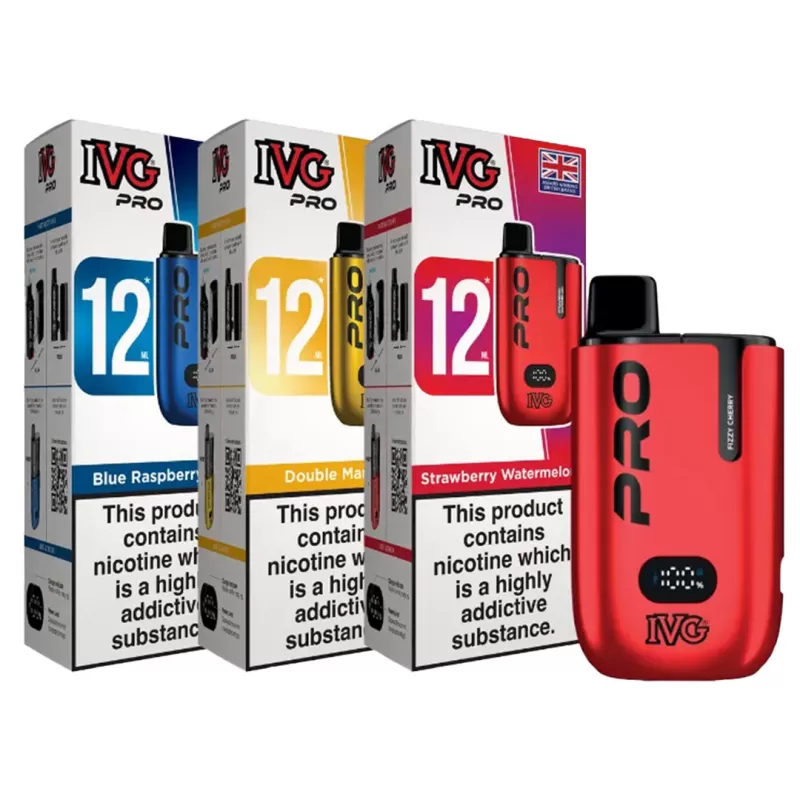 IVG Pro 12 10k Prefilled Vape KIT 0mg ZERO NICOTINE - Strawberry Raspberry Cherry
