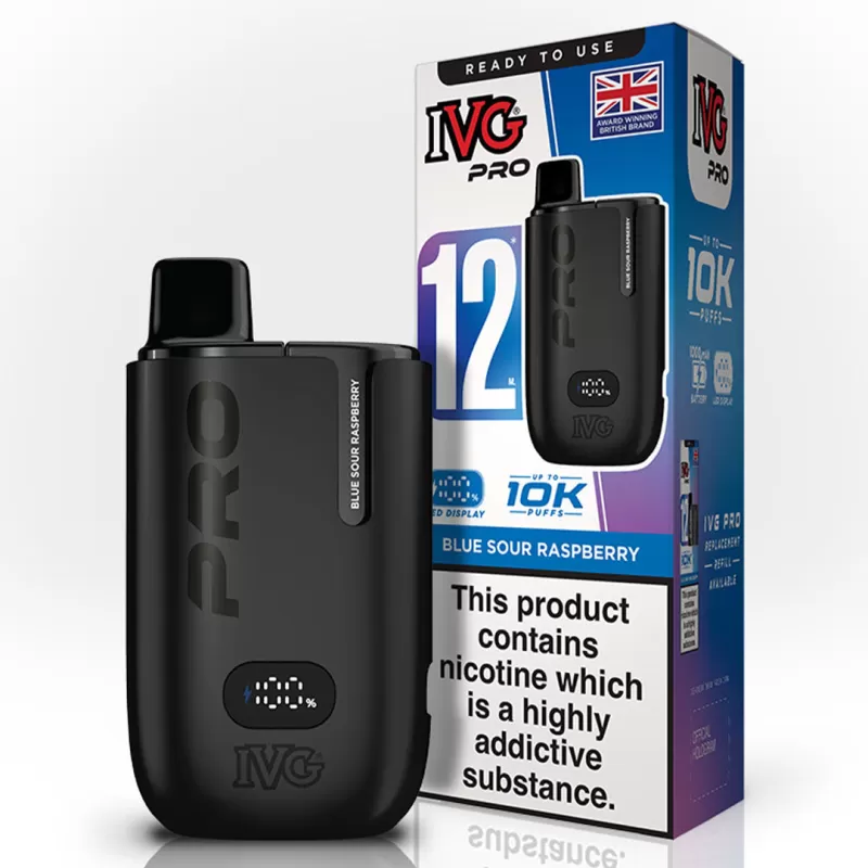 IVG Pro 12 10k Prefilled Vape KIT 0mg ZERO NICOTINE - Strawberry Raspberry Cherry - Image 3