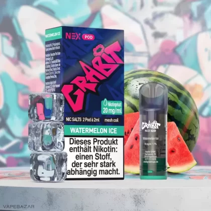 Grabit Nex Pods – Watermelon Ice (2er Pack) (ELFA Kompatibel) - Grabit Nex / Wassermelone / Ice / ca. 1200 insgesamt / 20mg/ml