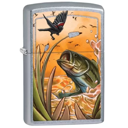 Zippo Lighter – Bass Bird on a Street Chrome Finish