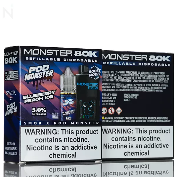 SMOK x Pod Monster 80K Puffs Refillable Disposable - Peach Ice - Image 3