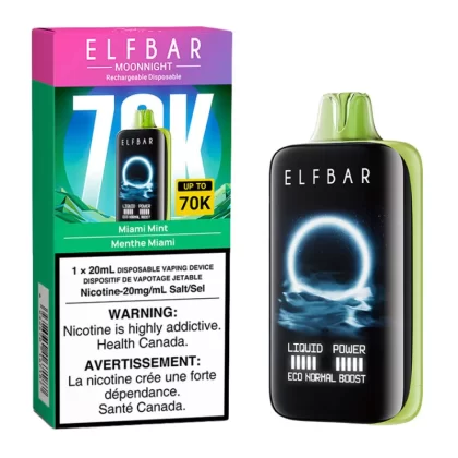 Elf Bar MoonNight 70K Disposable Vape Device - Miami Mint 20ml - 20mg/ml