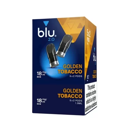 Blu 2.0 Golden Tobacco E Liquid Pods – 5 Boxes - Nicotine Strength#18mg>9mg