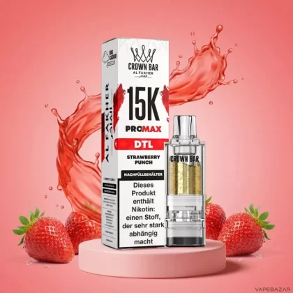 Al Fakher Pods Crown Bar 15K Pro Max – DTL 6mg – Strawberry Punch