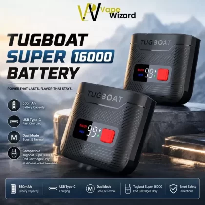 Tugboat Super 16000 Battery 550mAh Type-C Rechargeable Mod - Vape Store
